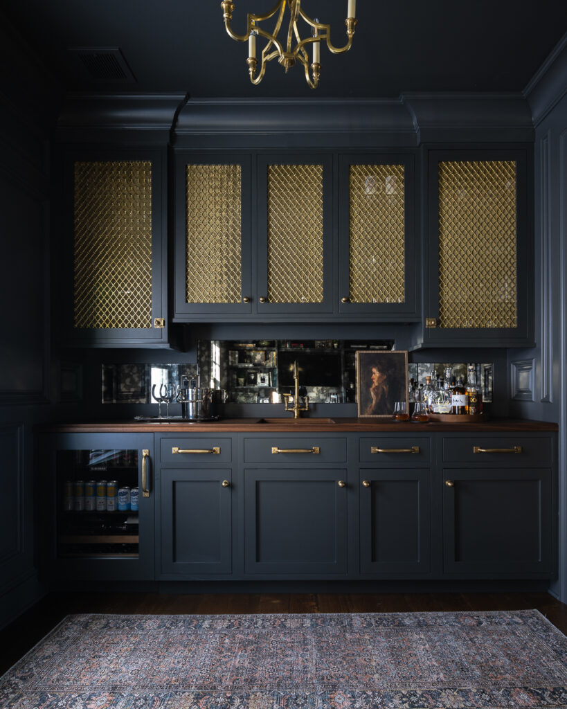 Luxury Bar Kitchen Design, colorful statement cabinetry, and functionality with Town & Country Design by Tori Sikkema Photography